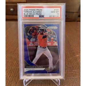 2020 panini prizm Yordan Alvarez blue mojo Psa 10 investment Baseball